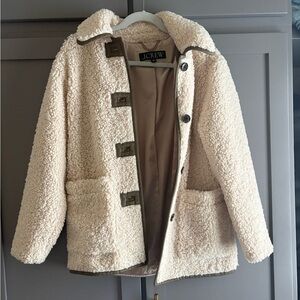 J.Crew Cream/Olive Sherpa Jacket